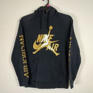 Nike air Jordan Jumpman classics gold/black graphic streetwear hoodie mens Small